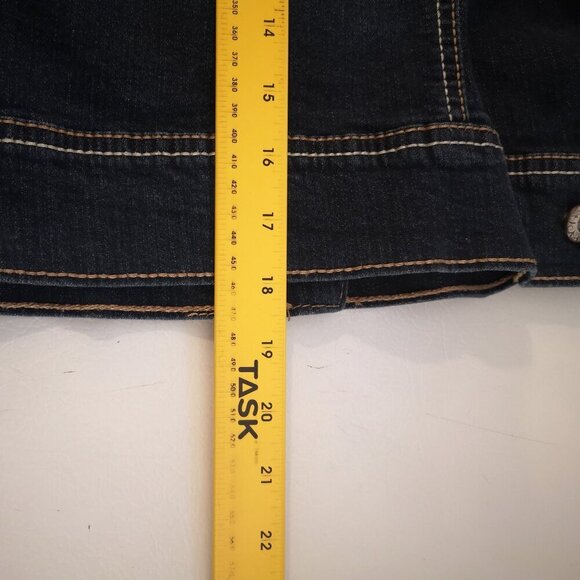 Amethyst Ladies Size 1X Distressed Dark Wash Jean Jacket - Picture 12 of 12